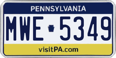 PA license plate MWE5349