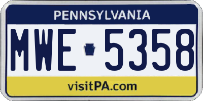 PA license plate MWE5358