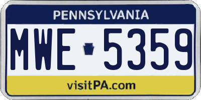 PA license plate MWE5359