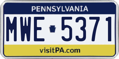 PA license plate MWE5371