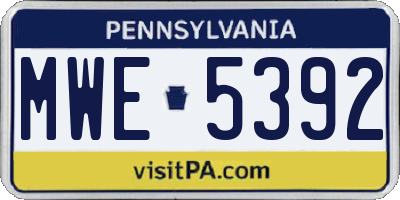 PA license plate MWE5392
