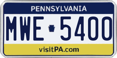 PA license plate MWE5400