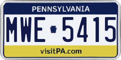 PA license plate MWE5415