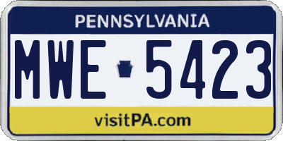 PA license plate MWE5423