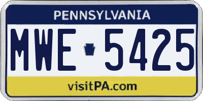 PA license plate MWE5425