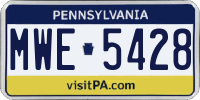 PA license plate MWE5428
