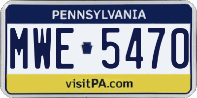 PA license plate MWE5470