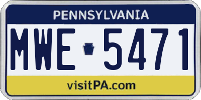PA license plate MWE5471
