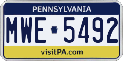 PA license plate MWE5492
