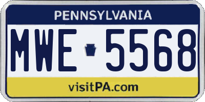 PA license plate MWE5568