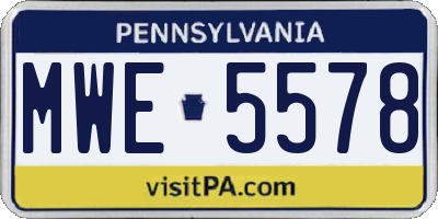 PA license plate MWE5578