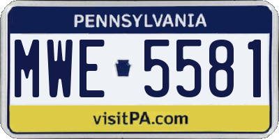 PA license plate MWE5581