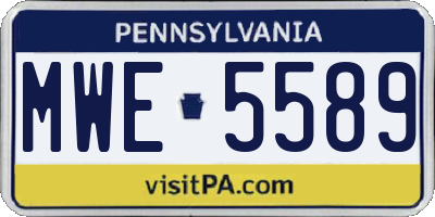 PA license plate MWE5589