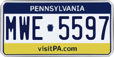 PA license plate MWE5597