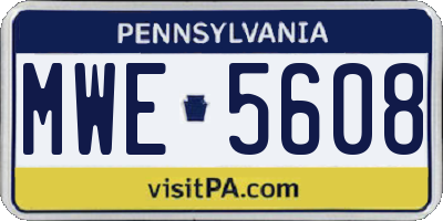 PA license plate MWE5608