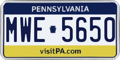 PA license plate MWE5650