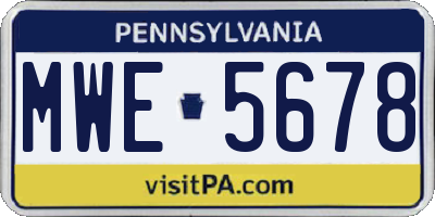 PA license plate MWE5678