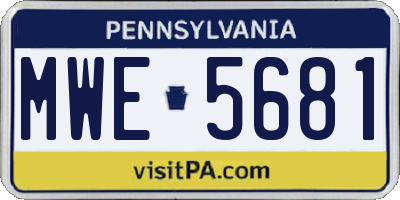 PA license plate MWE5681