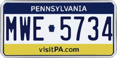 PA license plate MWE5734