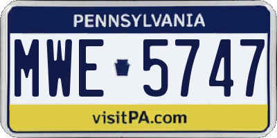 PA license plate MWE5747