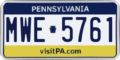 PA license plate MWE5761
