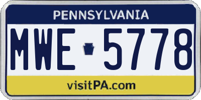 PA license plate MWE5778