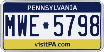 PA license plate MWE5798