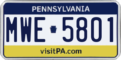 PA license plate MWE5801