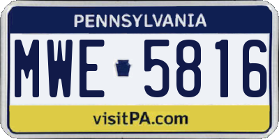 PA license plate MWE5816
