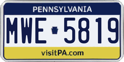 PA license plate MWE5819