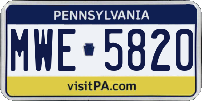 PA license plate MWE5820