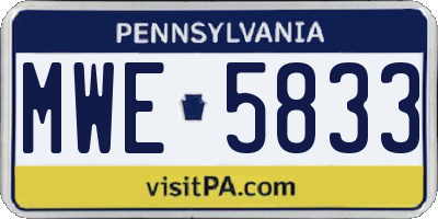 PA license plate MWE5833