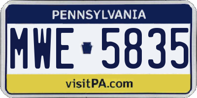 PA license plate MWE5835