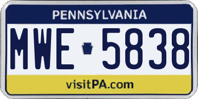 PA license plate MWE5838