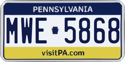 PA license plate MWE5868