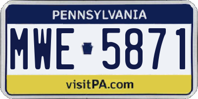 PA license plate MWE5871