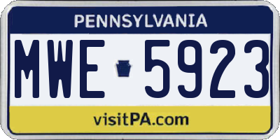 PA license plate MWE5923