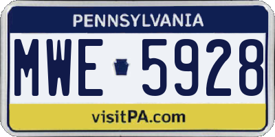 PA license plate MWE5928