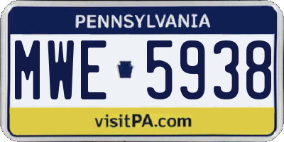 PA license plate MWE5938