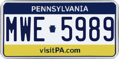 PA license plate MWE5989
