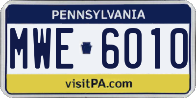 PA license plate MWE6010