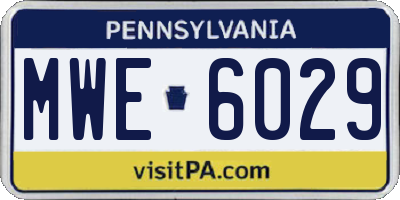 PA license plate MWE6029