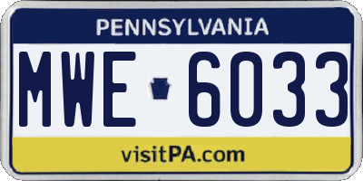 PA license plate MWE6033