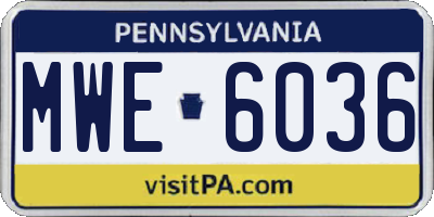 PA license plate MWE6036