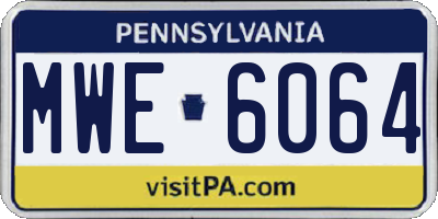 PA license plate MWE6064