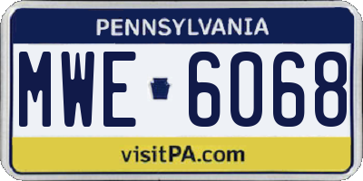 PA license plate MWE6068