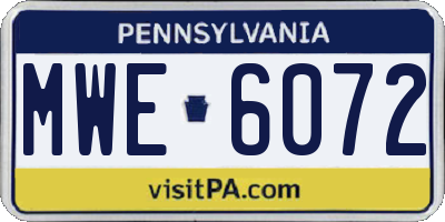 PA license plate MWE6072