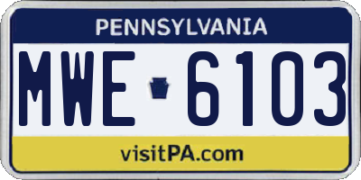 PA license plate MWE6103
