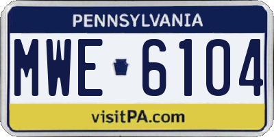 PA license plate MWE6104