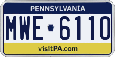 PA license plate MWE6110